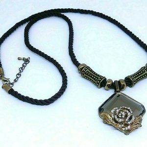 Runway Necklace  Large Cut Glass Cabochon Pendant